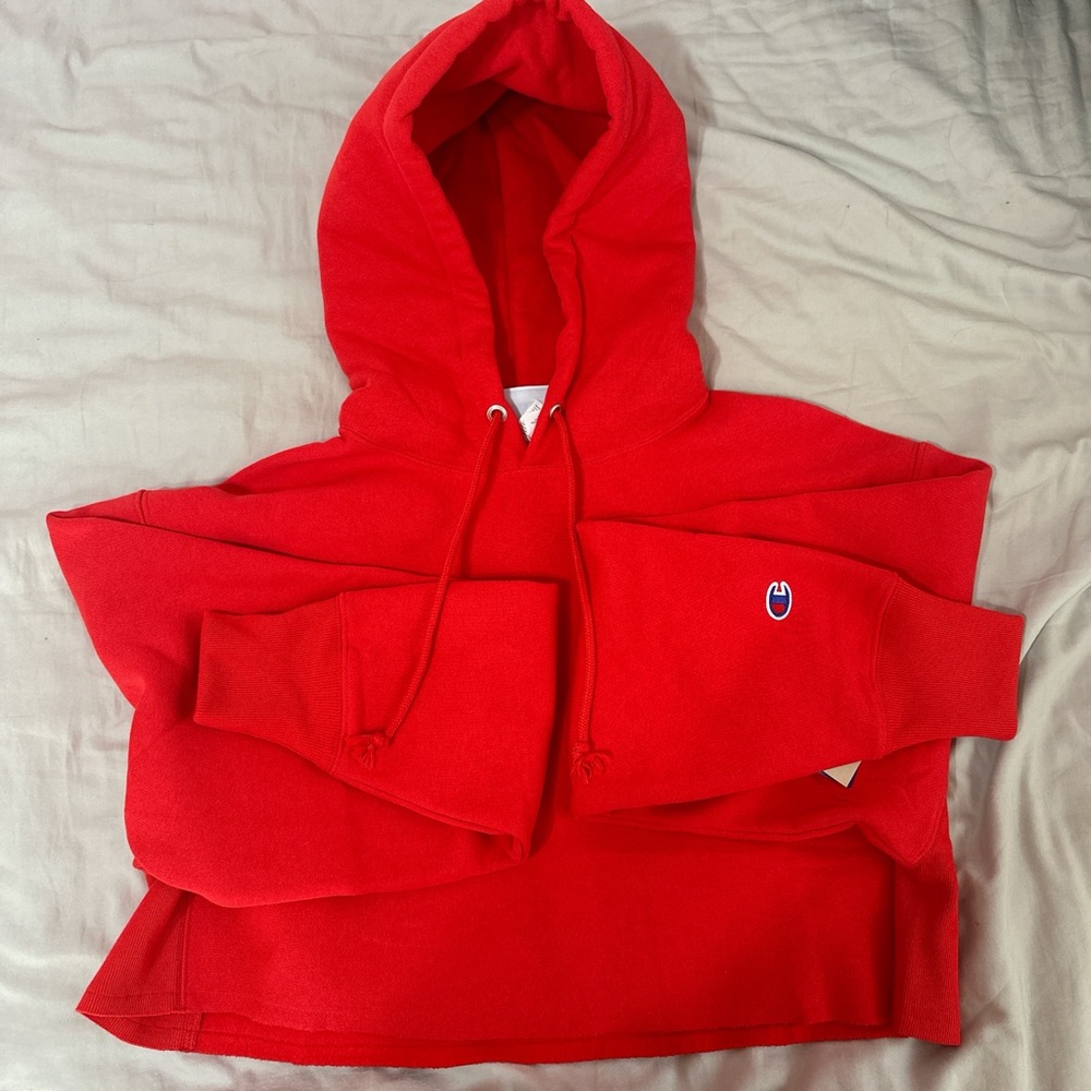 Champion Cropped Red Hoodie